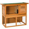 Pawhut Wooden Rabbit Hutch, 2-level Bunny Cage Small Animal House With Run, Tray For Outdoor, Backyard, Farm, Orange