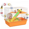 Pawhut Hamster Cage 3 Tiers Small Animal House For Dwarf Hamster Gerbil Cage With Complete Tunnels, Water Bottle, Exercise Wheel, Food Dish, Ramps, Hut, 18\" X 11\" X 15\" - Orange