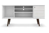 Manhattan Comfort Liberty 53.14\" Mid-Century Modern TV Stand with 5 Shelves & 1 Door - White & Yellow