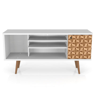 Manhattan Comfort Liberty 53.14" Mid-Century Modern TV Stand - White|Meuble pour téléviseur Liberty de Manhattan Comfort de 53,14 po de style moderne du milieu du 20e siècle