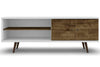 Manhattan Comfort Liberty 62.99\" Mid-Century Modern TV Stand with 3 Shelves & 2 Doors - White & Brown