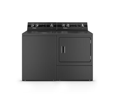 Huebsch® 3.2 Cu. Ft. Top Load Washer and 7.0 Cu. Ft. Electric Dryer – Matte Black | Laveuse à chargement par le haut de 3,2 pi3 et sécheuse électrique de 7,0 pi3 de Maytag – noir mat