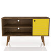Manhattan Comfort Liberty 42.52\" Mid-Century Modern TV Stand with 2 Shelves & 1 Door - Rustic Brown & White