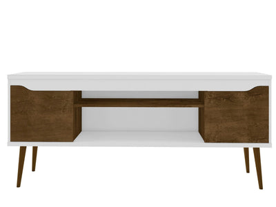 Manhattan Comfort Bradley 62.99" TV Stand with 2 Media Shelves & 2 Storage Shelves - White|Meuble pour téléviseur Bradley de Manhattan Comfort de 62,99 po avec 2 tablettes multimédias et 2 tablettes de rangement - blanc