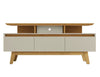 Manhattan Comfort Yonkers 62.99\" TV Stand with Solid Wood Legs & 6 Media Storage Compartments - Off White & Cinnamon