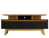 Manhattan Comfort Yonkers 62.99\" TV Stand with Solid Wood Legs & 6 Media Storage Compartments - Black & Cinnamon