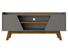Manhattan Comfort Mid-Century Modern Marcus 53.14\" TV Stand with Solid Wood Legs - Grey & Natural