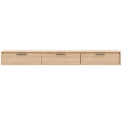 Nordika Slim 72" Wall-Mounted TV Stand with 3 Storage Cabinets - Natural Blonde Oak | Meuble pour téléviseur mural mince Nordika de 72 po avec 3 armoires de rangement - chêne blond naturel