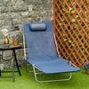 Outsunny Outdoor Lounge Chair, Folding Adjustable Reclining Chair Dark Blue