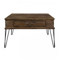 Hughey Square Coffee Table With 2 Drawers, Rustic Oak