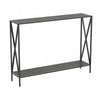 40” Console Table With 1 Shelf - Dark Grey Wood Black Metal Base