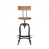 Milo Barstool With Adjustable Height, Fir Wood Seat, Metal Frame - Natural