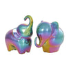 Ceramic 6\" Iridescent Elephant Sculpture - Set of 2