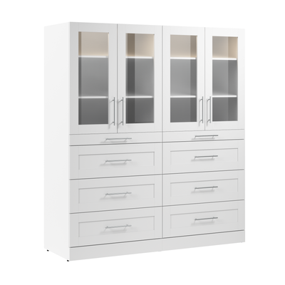 Bestar Florence 71" Modular Walk-In Closet System with LED Lights and Storage - White|Système de pièce-penderie modulaire Florence de Bestar de 71 po avec éclairage à DEL et rangement - blanc