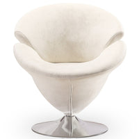 Manhattan Comfort Tulip Polished Chrome Velvet Swivel Accent Chair - White