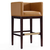 Manhattan Comfort Kingsley 38\" Beech Wood Barstool - Camel & Dark Walnut