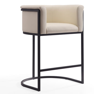 Manhattan Comfort Cosmopolitan 33.8" Metal Counter Height Barstool - Cream & Black|Tabouret bar Cosmopolitan de Manhattan Comfort de hauteur comptoir de 33,8 po en métal - crème et noir