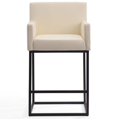 Manhattan Comfort Ambassador 38" Metal Counter Height Barstool - Cream & Black|Tabouret bar Ambassador de Manhattan Comfort de hauteur comptoir de 38 po en métal - crème et noir