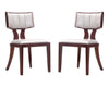Manhattan Comfort Set of 2 Pulitzer Faux Leather Dining Chairs - Silver & Walnut