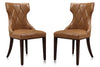 Manhattan Comfort Set of 2 Reine Faux Leather Dining Chairs - Saddle & Walnut