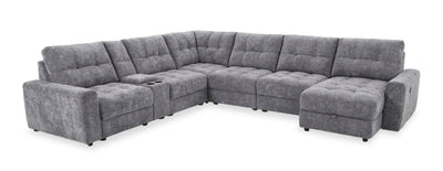 Scott Living Elevate Modular 7-Piece Right-Facing Chenille Fabric Power Reclining and Sliding Sectional - Grey | Sofa sectionnel modulaire à coulissement et inclinaison électriques de droite Elevate de Scott Living 7 pièces en tissu de chenille - gris