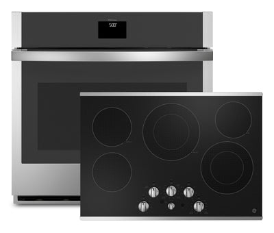 GE 30" Electric Cooktop and 5 Cu. Ft. Electric Single Wall Oven – Stainless Steel | Surface de cuisson électrique de 30 po et four mural simple électrique de 5 pi3 de GE - acier inoxydable