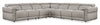 Cindy Crawford Home Aspen 5-Piece Power Reclining Sectional with Adjustable Headrests and USB Port - Silver
