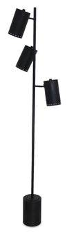 Sable 14\" Modern Floor Lamp with Three Swivel Metal Shades – Black