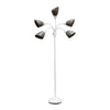 Simple Designs 67\" Contemporary Multi-Head Medusa 5-Light Adjustable Gooseneck Floor Lamp - Grey and White