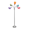 Simple Designs 67\" Contemporary Multi-Head Medusa 5-Light Adjustable Gooseneck Floor Lamp with Fun Shades - Multi-Colour
