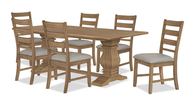 Maple 7pc Dining Set with Table and 6 Chairs, 84”W – Natural | Ensemble de salle à manger Maple 7 pièces avec table de 84 po (L) et 6 chaises - naturel | MAPLCDP7