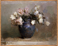 Vintage Vase Framed Linen Textured Artwork - 17