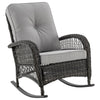 Manhattan Comfort Furttuo Steel Rattan Patio Outdoor Rocking Chair with Cushions - Grey