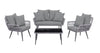 Manhattan Comfort Portofino Rope Wicker 4-Piece Patio Conversation Set - Grey