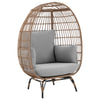 Manhattan Comfort Spezia Freestanding Steel & Rattan Patio Outdoor Egg Chair with Cushions - Grey