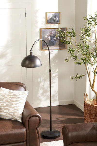 62.75" Bean Bronze Metal Floor Lamp with Adjustable Lamp Head|Lampe à pied de 62,75 po en métal bronze haricot avec tête de lampe réglable