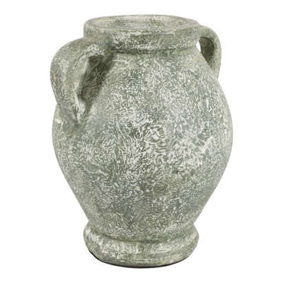 10.25” Terracotta Vase with Handle – Green | Vase de 10,25 po en terre cuite avec poignée - vert