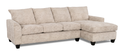Made in Canada Customizable Sofa Lab Arc Right-Facing Fabric Sofa Chaise – Plush Parchment | Sofa avec fauteuil long de droite personnalisable Arc de Sofa Lab fabriqué au Canada en tissu - Plush Parchment