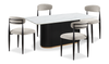 Kort & Co. Capri 5pc Dining Set with Table & 4 Chairs, Gold Accent, Pedestal Base, 72\"W – Beige