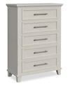 Celine Bedroom Chest of Drawers, 5-Drawer, 35\"W x 51\"H – Ivory