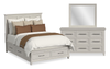 Celine 5pc Bedroom Set with Storage Bed, Dresser & Mirror, Ivory - Queen Size