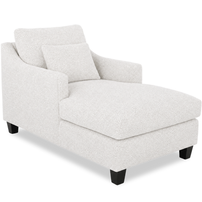 Made in Canada Sofa Lab Customizable 36" Fabric Accent Chaise with Wood Legs – Teddy Snow | Fauteuil long d’appoint personnalisable de Sofa Lab de 36 po fabriqué au Canada en tissu avec pattes en bois - Teddy Snow