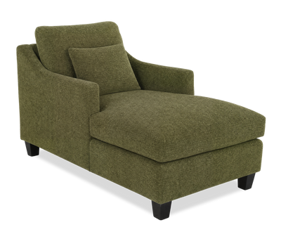 Made in Canada Sofa Lab Customizable 36" Fabric Accent Chaise with Wood Legs – Chenille Moss | Fauteuil long d’appoint personnalisable de Sofa Lab de 36 po fabriqué au Canada en tissu avec pattes en bois - Chenille Moss