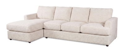 Made in Canada Customizable Sofa Lab Curve Left-Facing Fabric Sofa Chaise – Chenille White | Sofa avec fauteuil long de gauche personnalisable Curve de Sofa Lab fabriqué au Canada en tissu - Chenille White