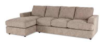 Made in Canada Customizable Sofa Lab Curve Left-Facing Fabric Sofa Chaise – Chenille Praline | Sofa avec fauteuil long de gauche personnalisable Curve de Sofa Lab fabriqué au Canada en tissu - Chenille Praline