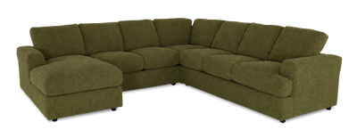 Made in Canada Customizable Sofa Lab Curve 4-Piece Left-Facing Sectional with Chaise - Chenille Moss | Sofa sectionnel de gauche 4 pièces avec fauteuil long personnalisable Curve de Sofa Lab fabriqué au Canada en tissu - Chenille Moss