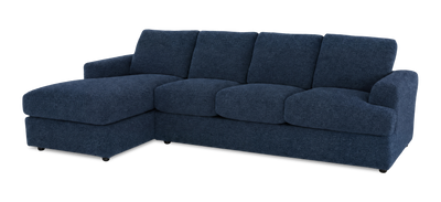 Made in Canada Customizable Sofa Lab Curve Left-Facing Fabric Sofa Chaise – Chenille Pacific | Sofa avec fauteuil long de gauche personnalisable Curve de Sofa Lab fabriqué au Canada en tissu - Chenille Pacific