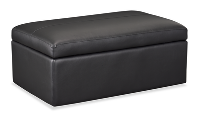 Made in Canada Lennox 40” Genuine Leather Storage Ottoman - Black | Pouf de rangement Lennox de 40 po fabriqué au Canada en cuir véritable - noir