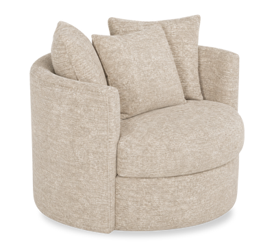 Made in Canada Sofa Lab Customizable Nest 42" Fabric Swivel Accent Chair – Plush Parchment | Fauteuil d’appoint pivotant personnalisable Nest de Sofa Lab de 42 po fabriqué au Canada en tissu - Plush Parchment
