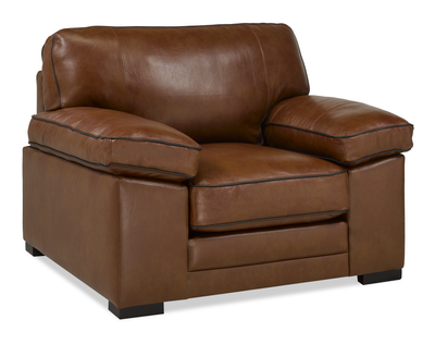 Rodeo 46” Top-Grain Genuine Leather Chair with Removable Cushions – Chestnut | Fauteuil Rodeo de 46 po en cuir véritable de qualité supérieure avec coussins amovibles - marron